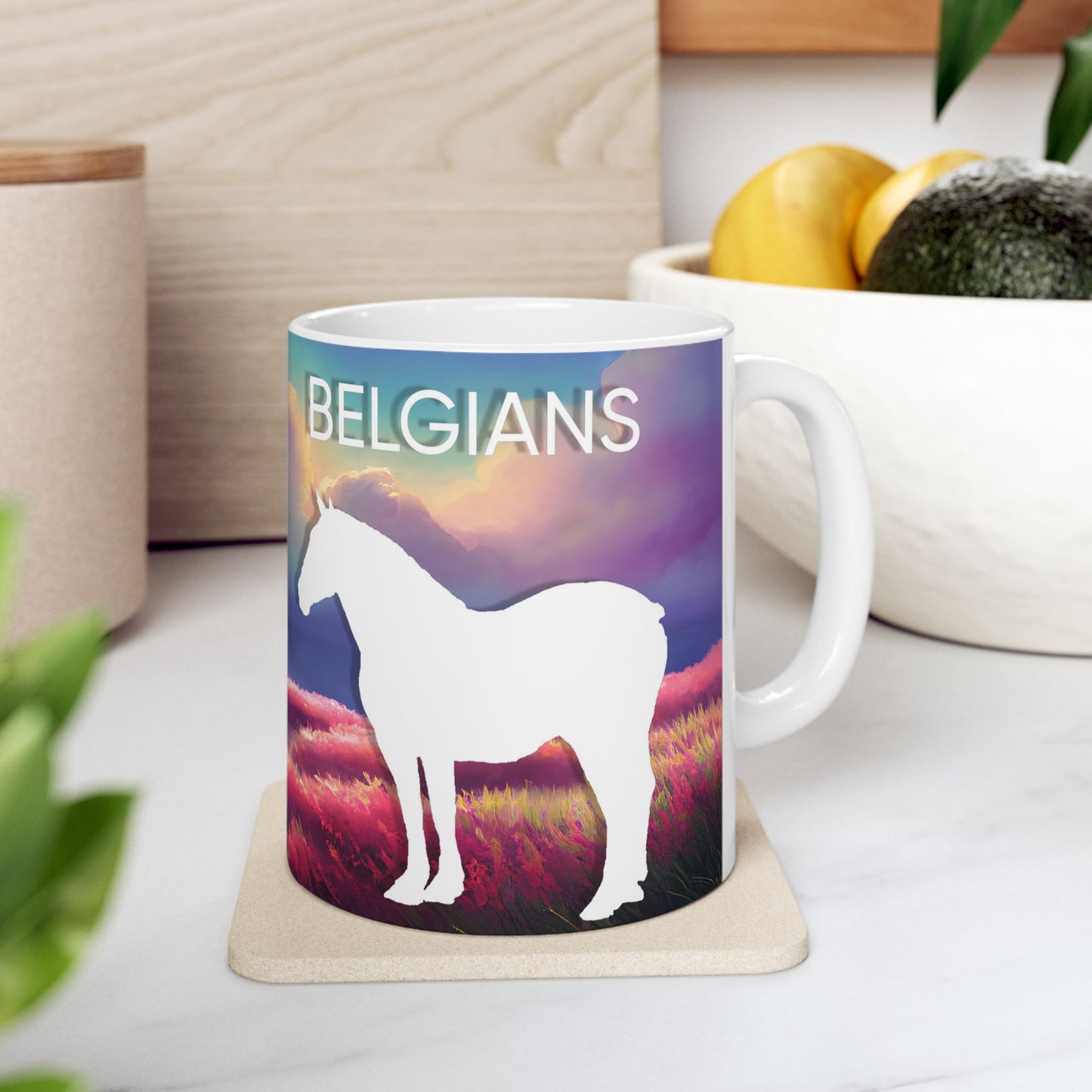 Mug Ceramic, (11 0z) Belgian Draft Horses